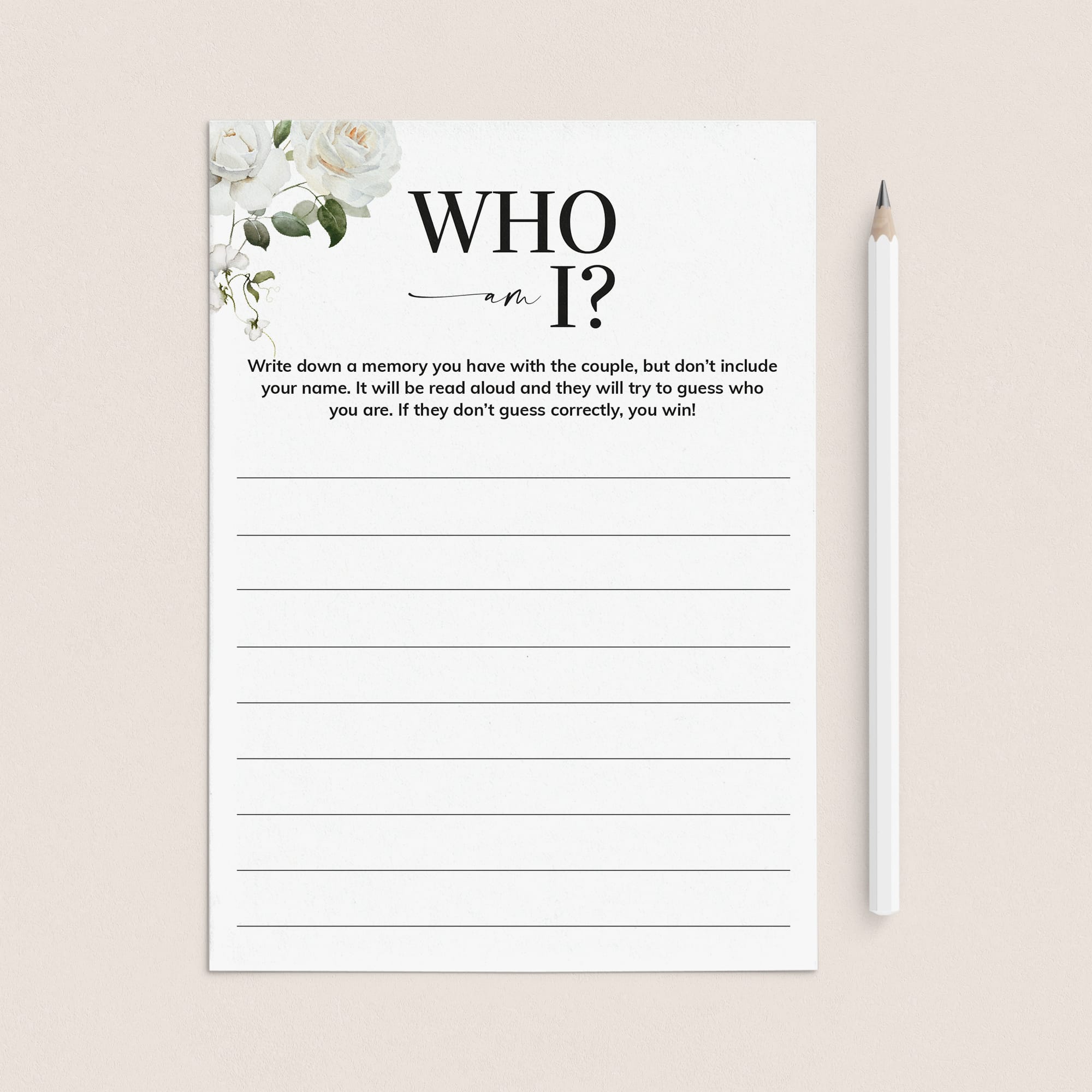Who Am I Couples Wedding Shower Printable Game by LittleSizzle