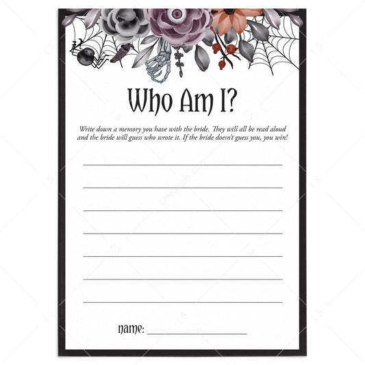 Halloween Bridal Shower Group Game Who Am I by LittleSizzle
