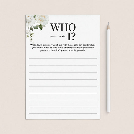 Who Am I Couples Wedding Shower Printable Game by LittleSizzle