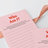 Who Am I Bridal Shower Game Pink and Red