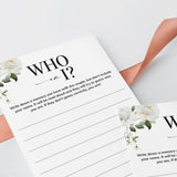 Who Am I Couples Wedding Shower Printable Game