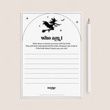 Witches Bridal Shower Who Am I Icebreaker Game Printable by LittleSizzle