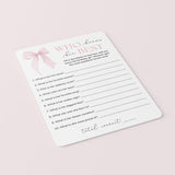 Bow Birthday Party Games Printable