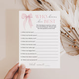 Who Knows The Birthday Girl Best Game Printable Coquette Bow Birthday