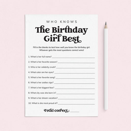 Who Knows The Birthday Girl Best Questions Printable by LittleSizzle