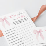 Bow First Birthday Party Game Who Knows The 1yo Best