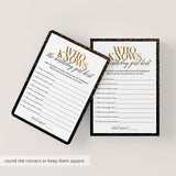 Who Knows The Birthday Girl Best Printable Black and Gold