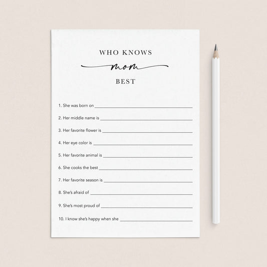 Who Knows Mom Best Game for Mother's Day Printable by LittleSizzle