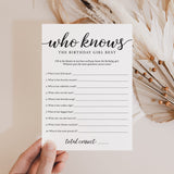 Birthday Trivia Game Printable Who Knows The Birthday Girl Best