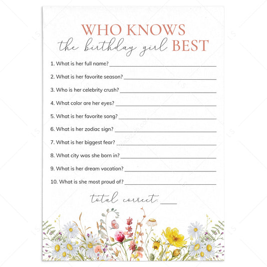 Wildflower Birthday Trivia Who Knows The Birthday Girl Best by LittleSizzle