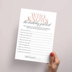 Who Knows The Birthday Girl Best Game Printable