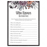 Gothic Bridal Shower Game Who Knows The Bride Best Printable