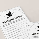 Printable Who Knows The Bride Best Game for Witchy Bridal Shower