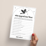 Printable Who Knows The Bride Best Game for Witchy Bridal Shower
