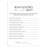 Who Knows The Couple Best Wedding Anniversary Game Printable by LittleSizzle