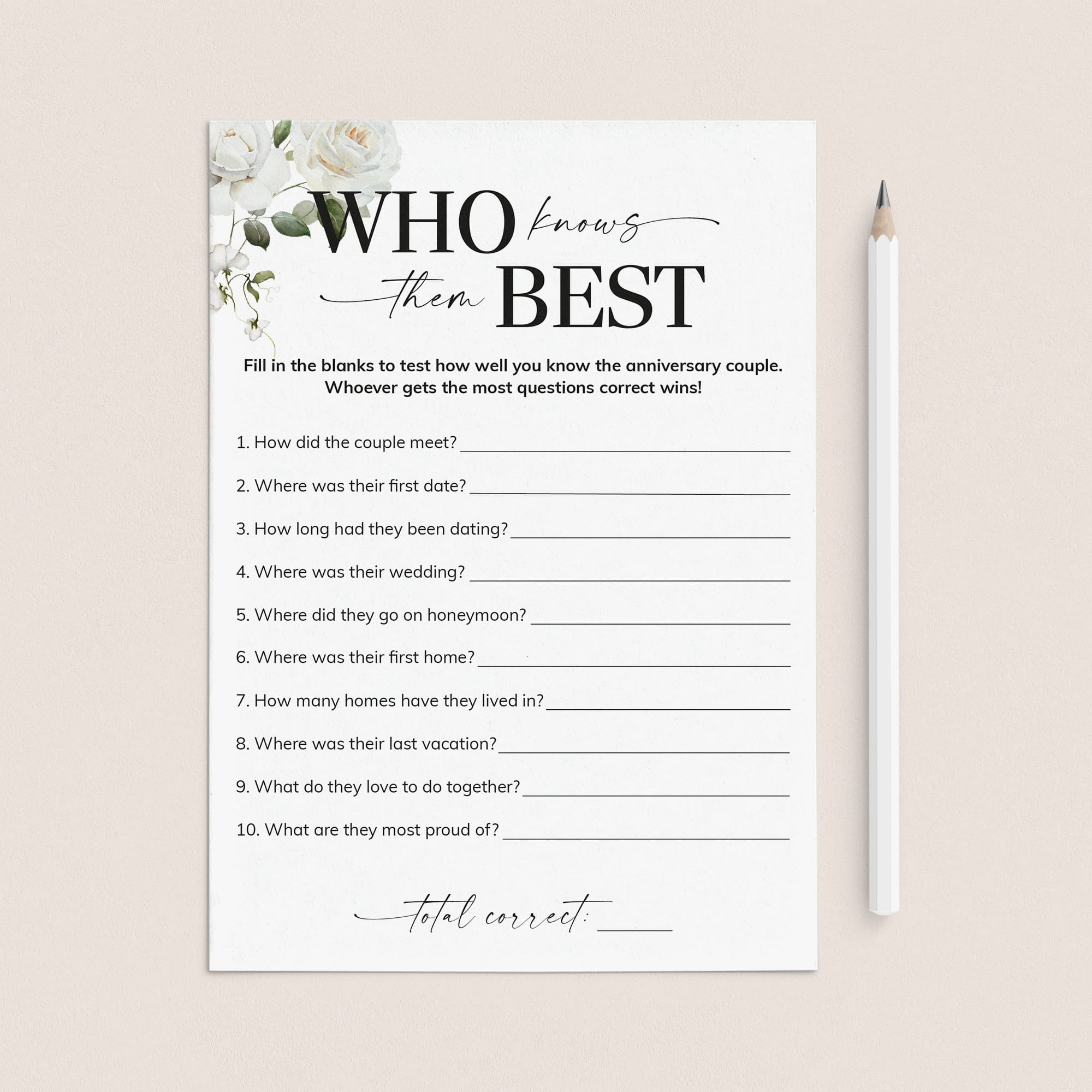 How Well Do You Know The Anniversary Couple Game Printable by Littlesizzle