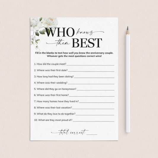 How Well Do You Know The Anniversary Couple Game Printable by Littlesizzle