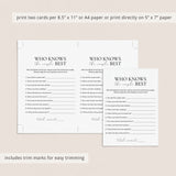 Who Knows The Couple Best Wedding Anniversary Game Printable