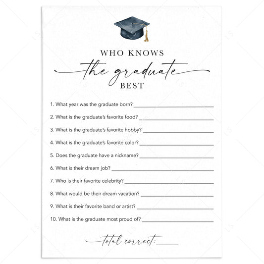 Who Knows The Grad Best Quiz Printable by LittleSizzle