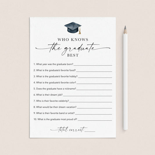 Who Knows The Grad Best Quiz Printable by LittleSizzle