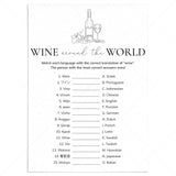 Wine Party Game Wine In Different Languages with Answers by LittleSizzle