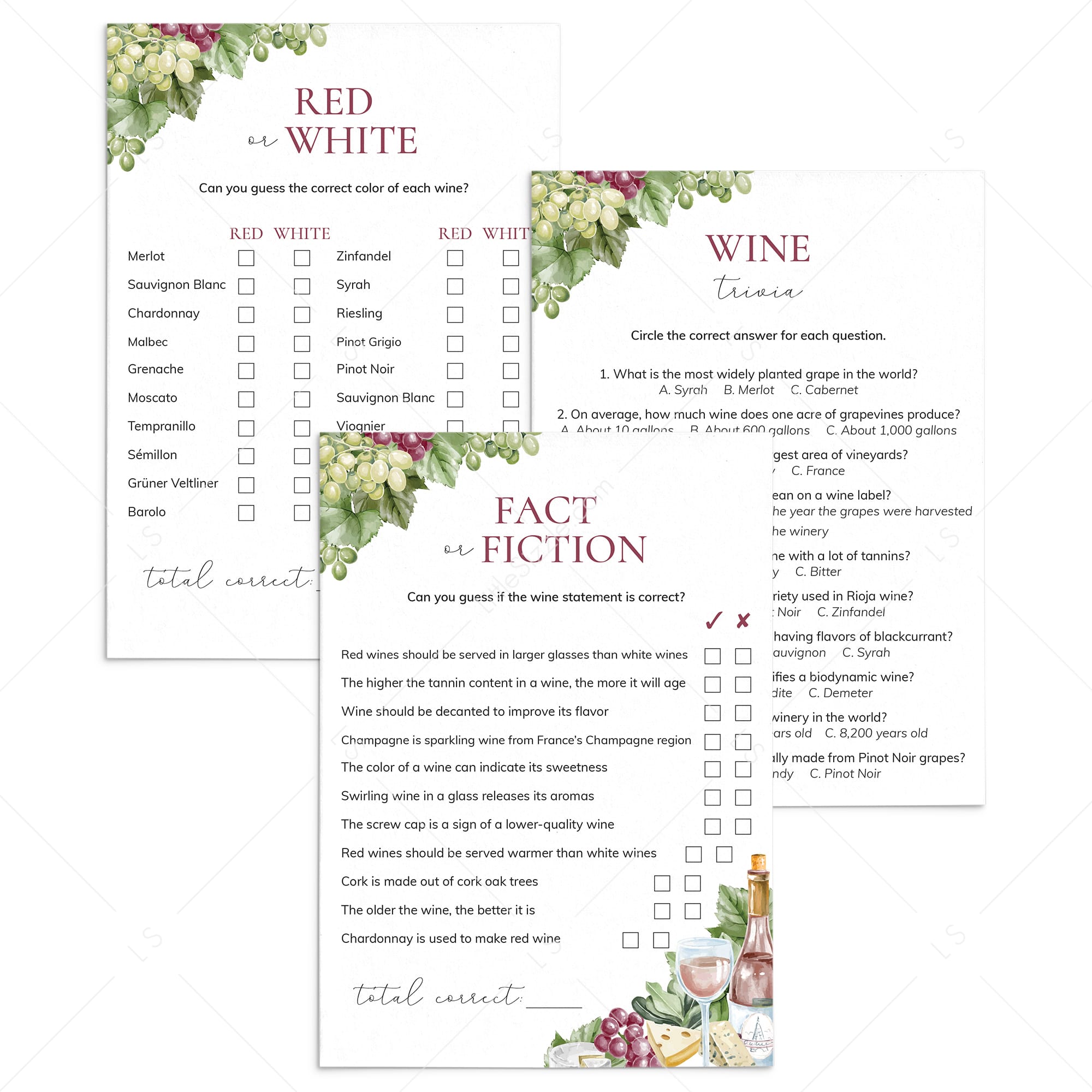 Printable Wine Party Games by LittleSizzle