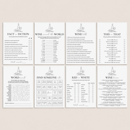 Wine Games Bundle Printable