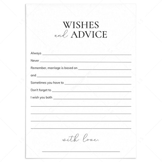 Printable Wedding Wishes and Advice Cards by LittleSizzle