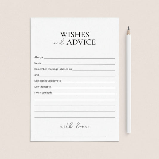 Printable Wedding Wishes and Advice Cards by LittleSizzle