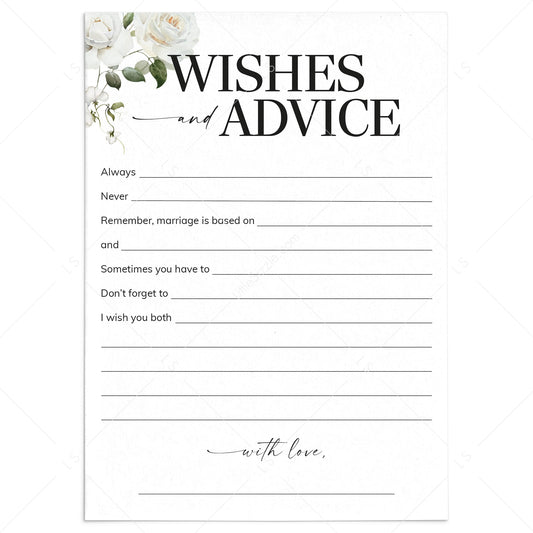 Wishes And Advice For Newlyweds Printable by LittleSizzle