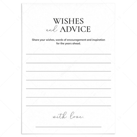 Wedding Anniversary Wishes & Advice Cards Printable by LittleSizzle