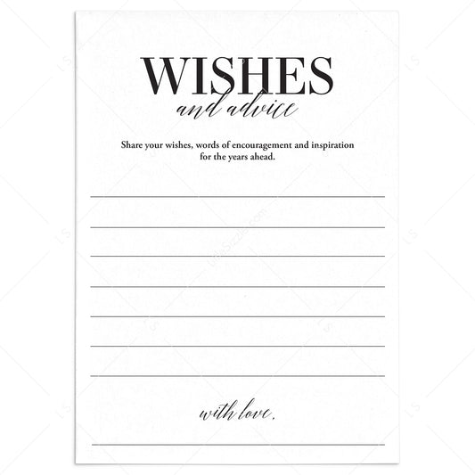 Wishes and Advice Cards for the Anniversary Couple Printable by LittleSizzle