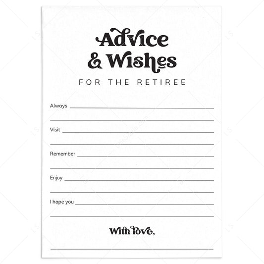 Retirement Advice & Wishes Card Printable by LittleSizzle