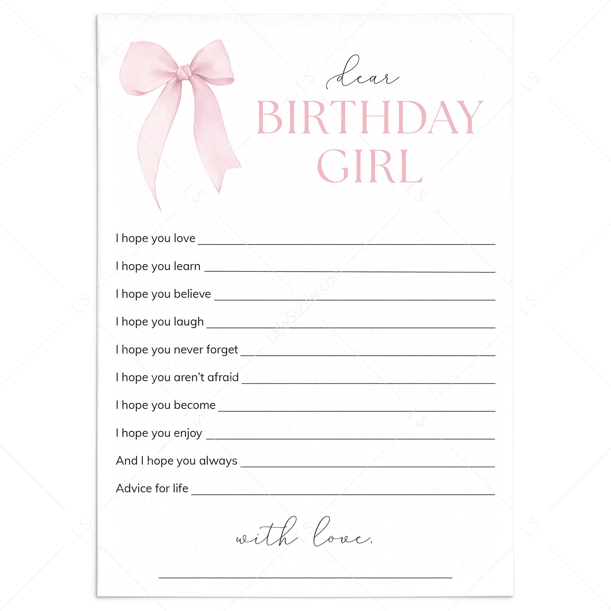 Wishes For The Birthday Girl Bow Birthday | Dear Birthday Girl by LittleSizzle