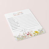 Wildflower First Birthday Party Wishes Card Printable