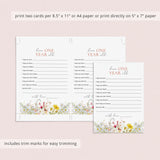 Wildflower First Birthday Party Wishes Card Printable