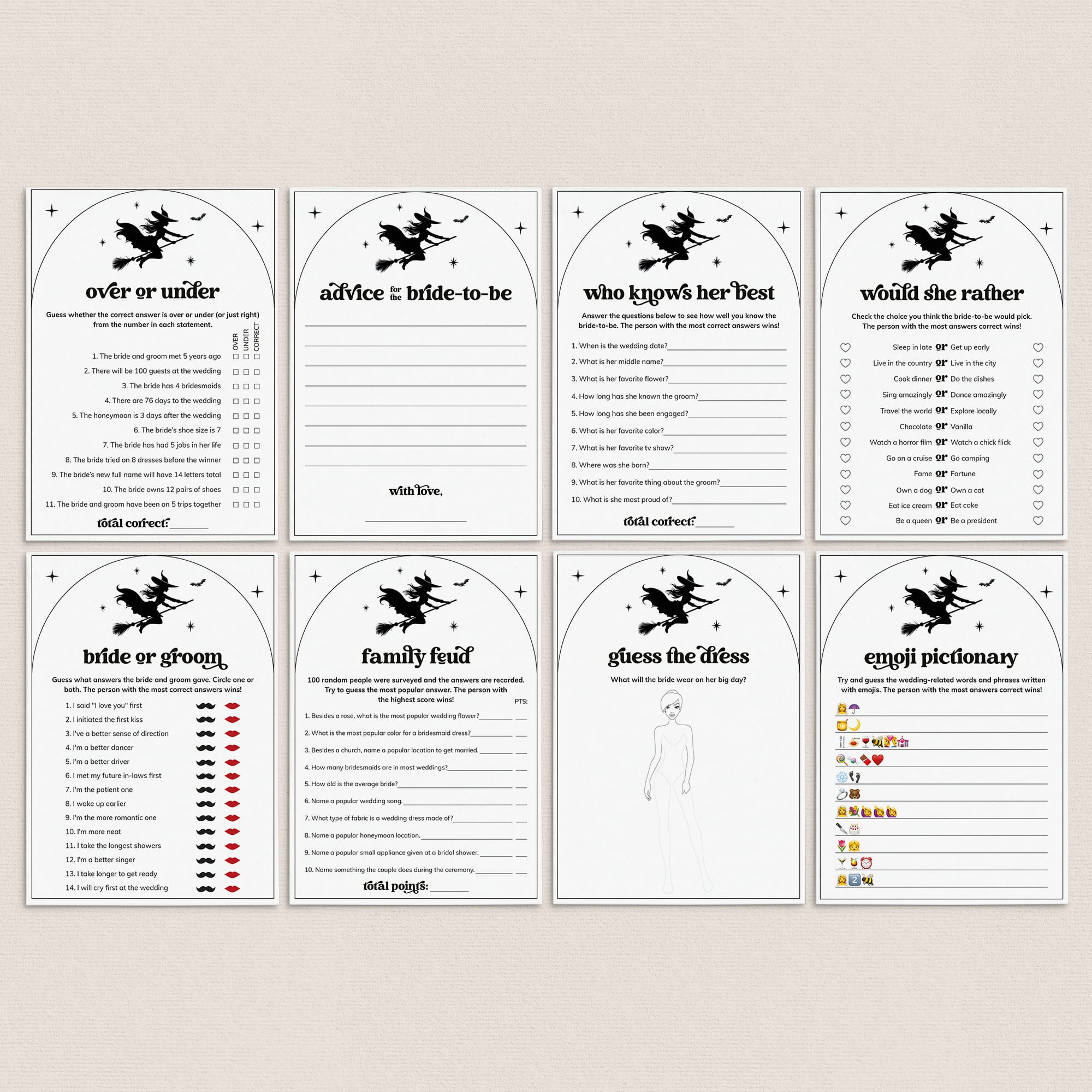 Witchy Bridal Shower Games and Activities Printable | Digital Download by LittleSizzle