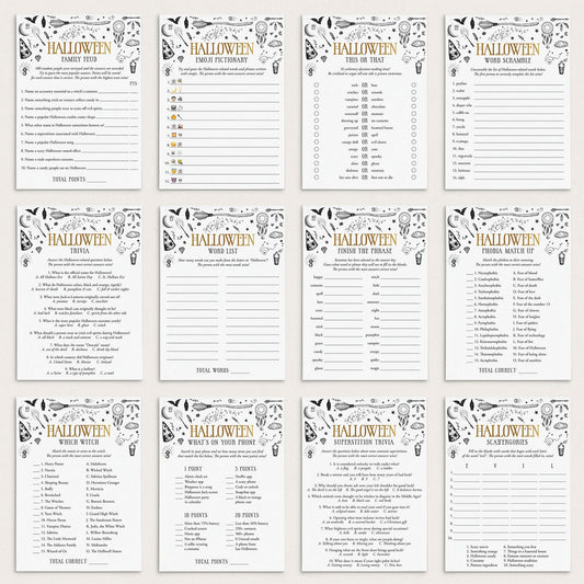 Witchcraft Halloween Party Games Bundle Printable by LittleSizzle