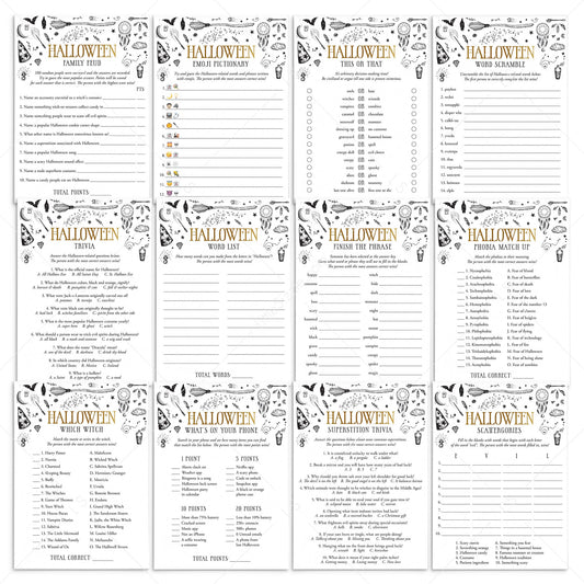 Witchcraft Halloween Party Games Bundle Printable by LittleSizzle