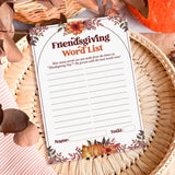 Fun & Easy Friendsgiving Game Printable Word List