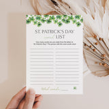 St Patty's Day Word List Printable