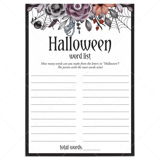 Dark Moody Halloween Word Game Printable by LittleSizzle