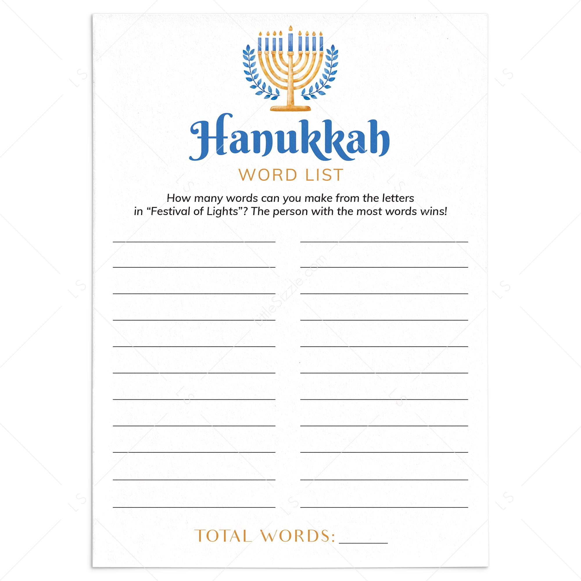 Printable Hanukkah Word Game for All Ages by LittleSizzle