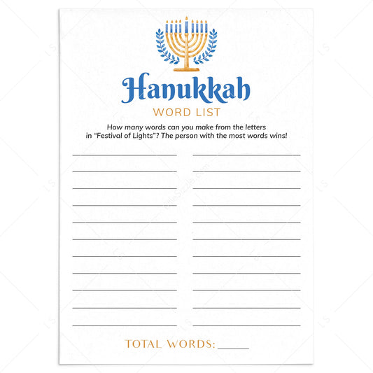 Printable Hanukkah Word Game for All Ages by LittleSizzle