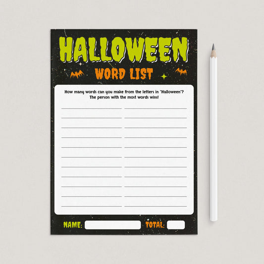 Halloween Words List Game Printable Monster Theme by LittleSizzle