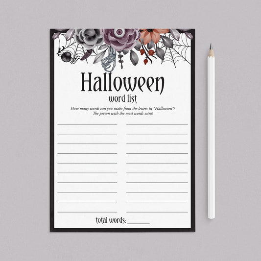 Dark Moody Halloween Word Game Printable by LittleSizzle