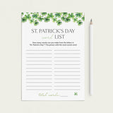 St Patty's Day Word List Printable by LittleSizzle