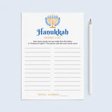 Printable Hanukkah Word Game for All Ages by LittleSizzle