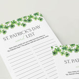 St Patty's Day Word List Printable