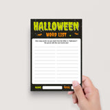 Halloween Words List Game Printable Monster Theme